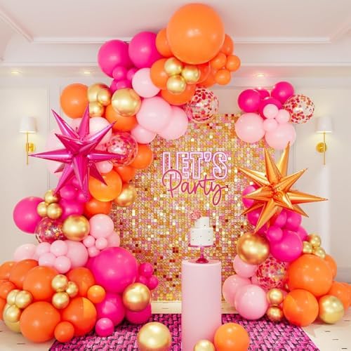 Pink Orange Balloon Arch Kit 146pcs
