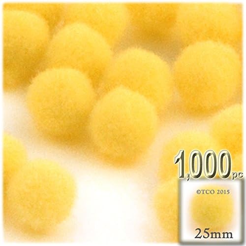 The Crafts Outlet 1000 Piece Red Pom Poms 25mm Round Acrylic