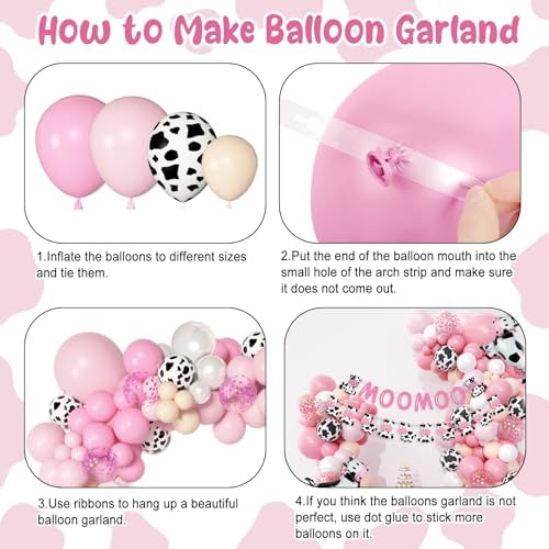 Pink Cow Balloons Garland Arch Kit for Party Decorations
