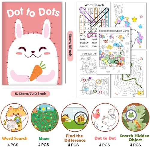 20 Pack Small Activity Books for Kids Age 4-8