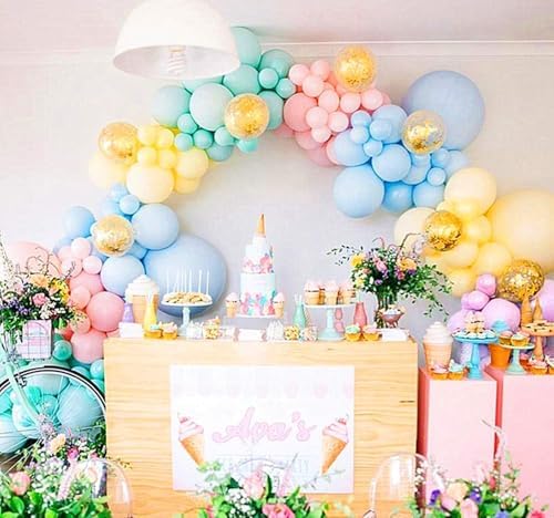 105pcs Pastel Balloons Arch Garland Kit with Gold Confetti Balloons