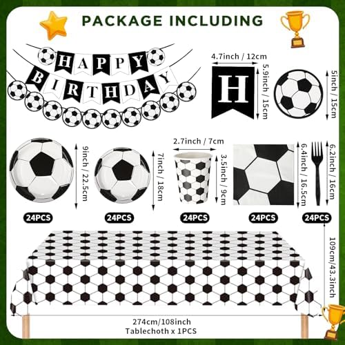 Soccer Birthday Party Decorations Set for 24 Guests