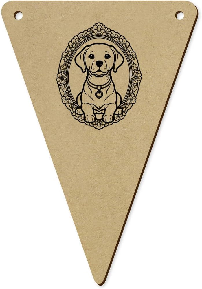 Azeeda 5 Pack Labrador Frame Wooden Bunting Flags