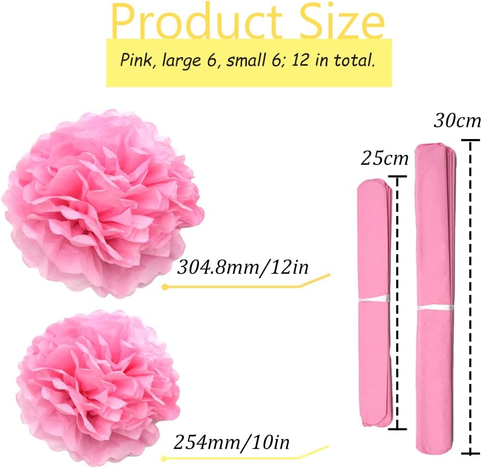 Ruidee 12 Pieces Tissue Paper Pompoms for Party Decorations