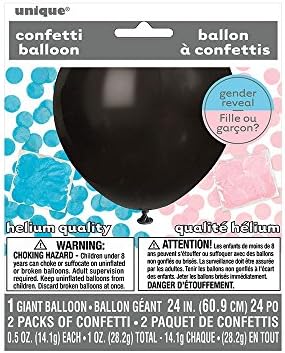 Black Giant Gender Reveal Balloon with Confetti 24 Inch 1 Count