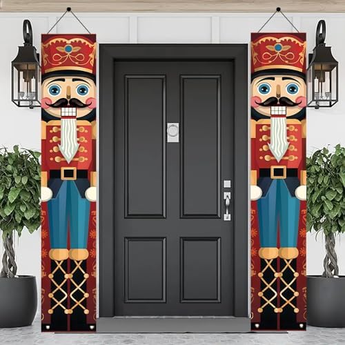2PCS Christmas Nutcracker Banners for Front Porch