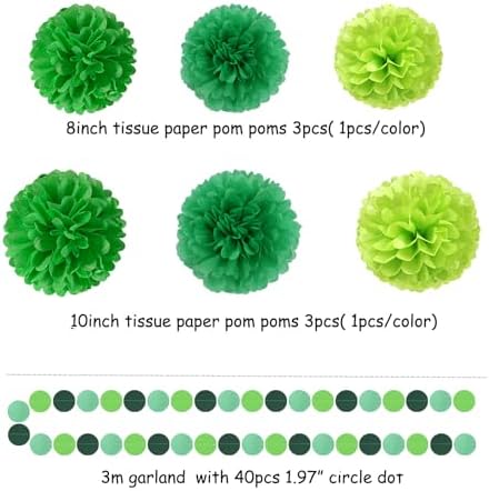 Green Party Decorations Tissue Pom Poms - 23pcs Set