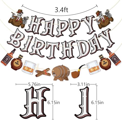 Qttier Whiskey Birthday Banner 30th 40th 50th