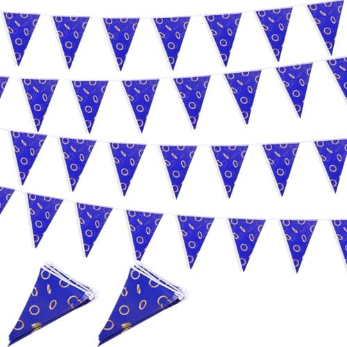 ShinyRelief 3937 Ft Blue Gold Ring Banner Decorations 4 Pack