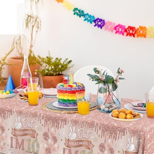 Rose Gold 10th Birthday Tablecloth Set of 3