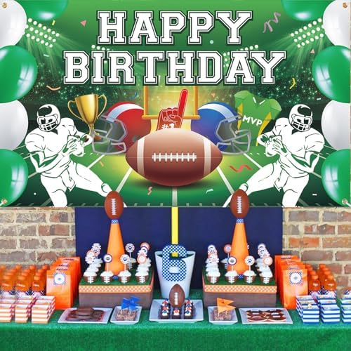 Large Football Birthday Banner for Kids Boys Party Decorations