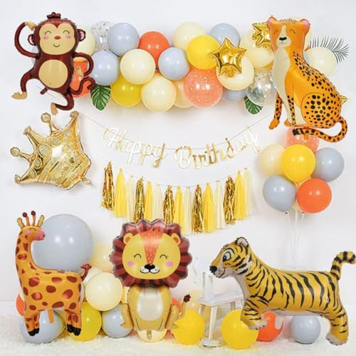 SAMOKA Large Safari Animal Balloons 8PCS 34-40 Inch