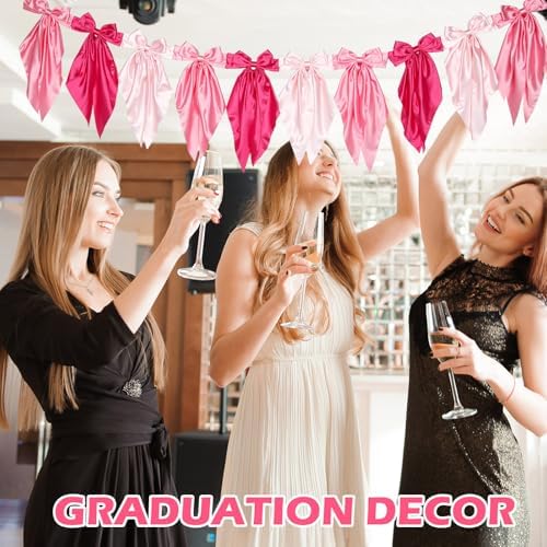 Gradient Pink Bow Garland Banner for Decorations