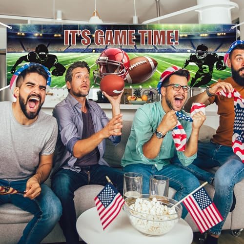 Hooqict Football Banner Game Time Party Decor