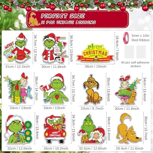 11Pcs Large Funny Christmas Door Decor Kit
