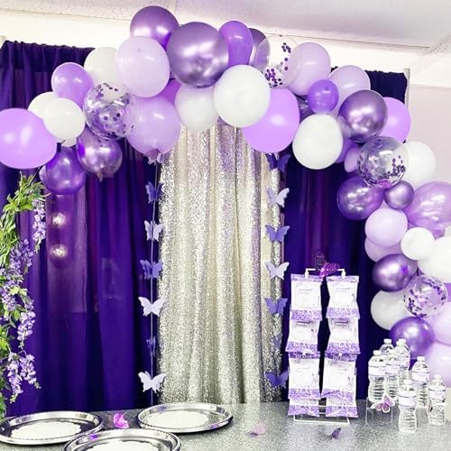 Lavender Purple Balloons Set with Confetti and Ribbons