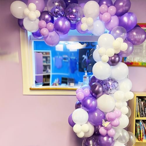 Lavender Purple Balloons Set with Confetti and Ribbons