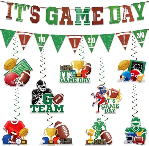 Super Football Party Decorations 2025 Game Day Banner Hanging Swirls