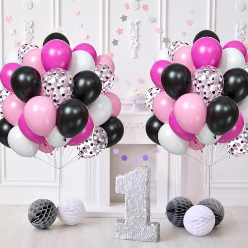 12inch Pink Rose Red White Black Balloons and Confetti Wedding Kit