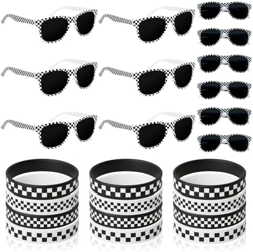 24PCS Race Car Sunglasses Wristbands Party Set