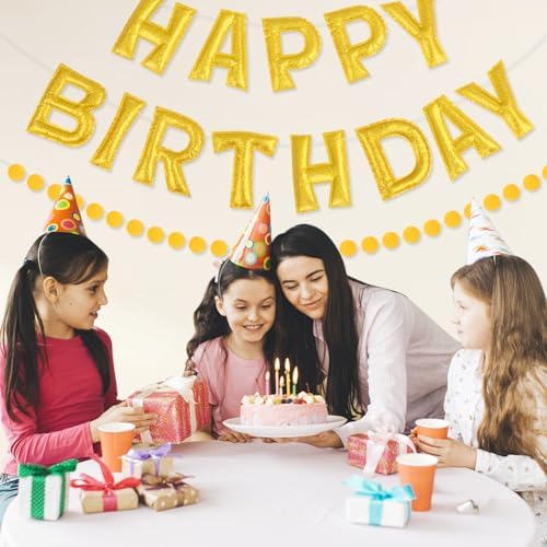 Gold Foil Happy Birthday Banner for Party Decorations