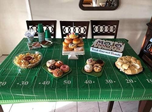 Oojami 4 Pack Football Field Table Cover and Banner Set - Green 54x78 Inches
