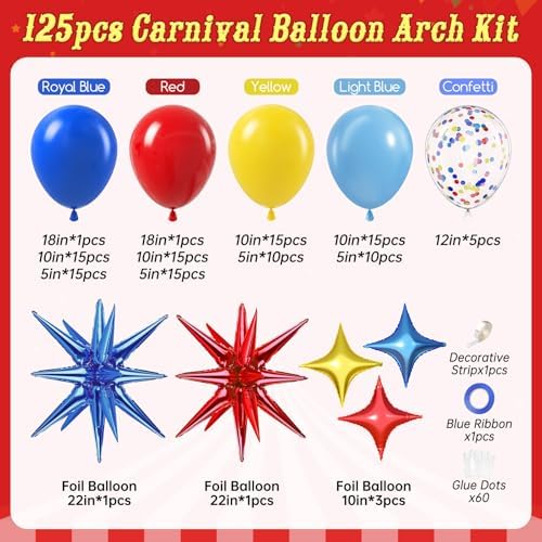 125pcs Carnival Balloons for Birthday Party Decorations