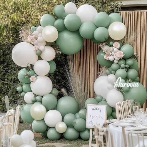Dusty Green White Balloon Garland Party Decor Kit