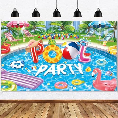 Pool Party Banner 6x36 ft Bright Colors