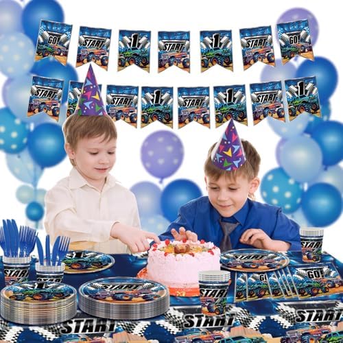 Monster Truck Birthday Party Decorations Set for 24 Guests