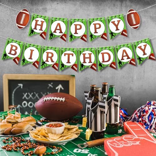 Football Birthday Banner with String Flags