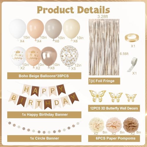 Ouddy Party Neutral Birthday Decorations Set
