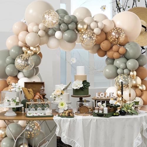 Amandir 173Pcs Dusty Green Balloon Arch Kit