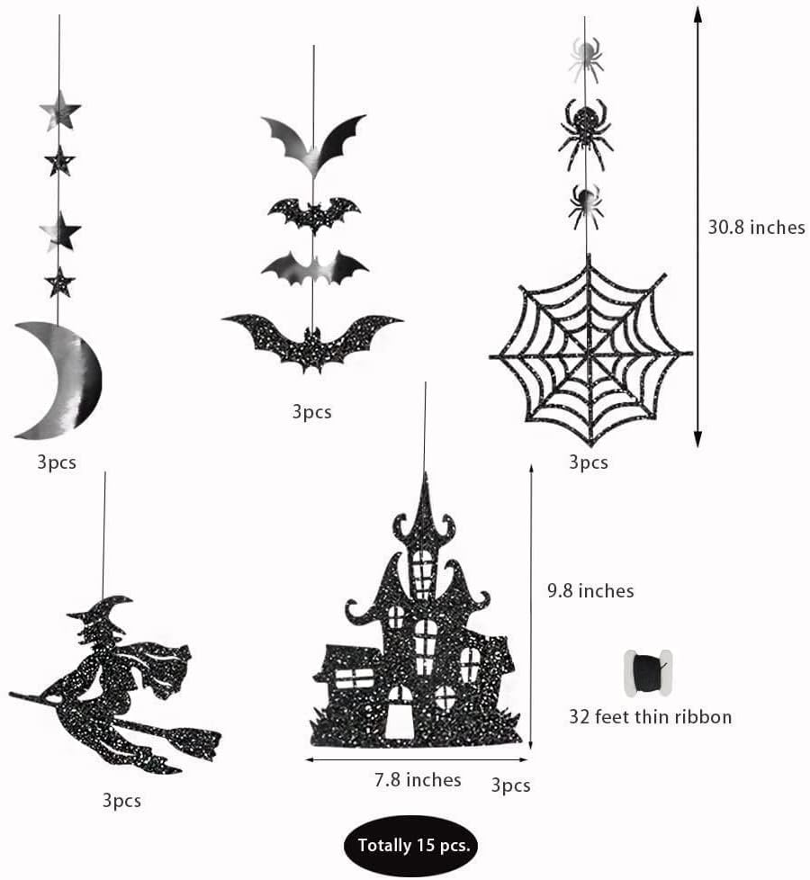 Cheerland Gothic Halloween Black Garland Decor
