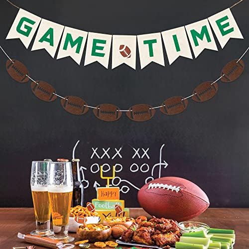 Football Burlap Felt Banners - 2pcs Game Time Decorations