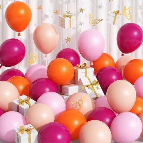 60 Piece Hot Pink Orange Balloons 12 Inch Party Decoration