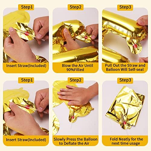Gold Happy Birthday Banner 16 Inch Reusable Inflatable Decor