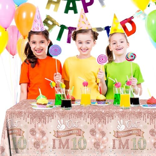 Rose Gold 10th Birthday Tablecloth Set of 3