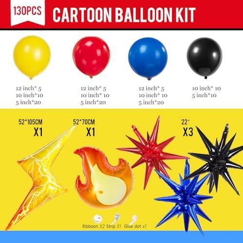 Red Yellow Blue Black Balloon Garland Kit 130pcs