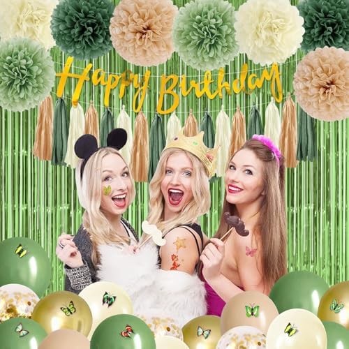 226 Pcs Sage Green Birthday Decorations for Women Girls