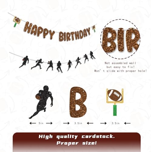 Football Birthday Banner with Glitter Letters