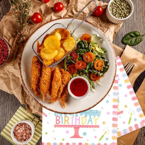 50 Pieces Birthday Napkins Cake Themed 13x13 Inches