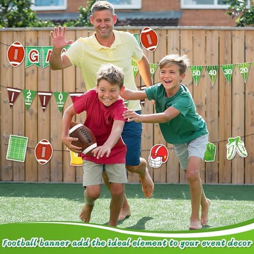 AUGSUN Football Party Decorations 4-Piece Banners with Lanyards