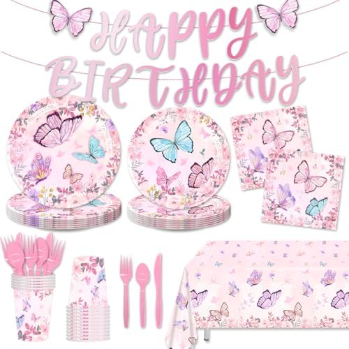 170 Pack Butterfly Party Decorations for 24 Guests