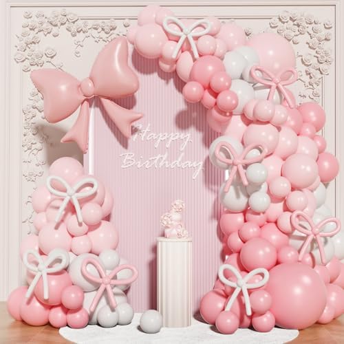 Coquette Birthday Balloon Decor Kit 149 Pcs Pink White