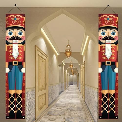 2PCS Christmas Nutcracker Banners for Front Porch