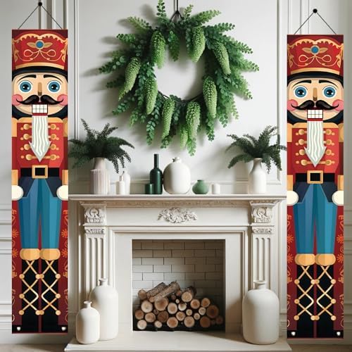 2PCS Christmas Nutcracker Banners for Front Porch
