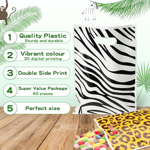 Animal Print Party Favor Bags 60Pcs Summer Jungle Safari Themed Gift Bags