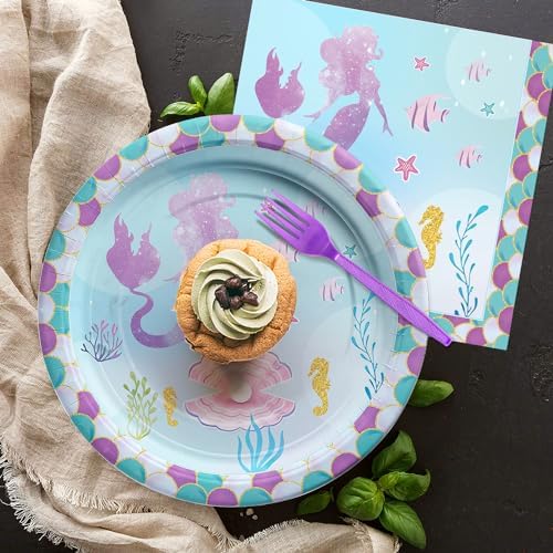 Mermaid Birthday Party Tableware Set for 24 Guests