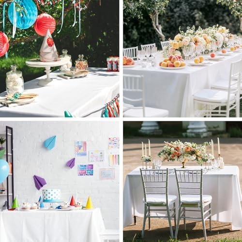 Fixwal 10 Pack White Tablecloths 60x102 Inch Rectangle